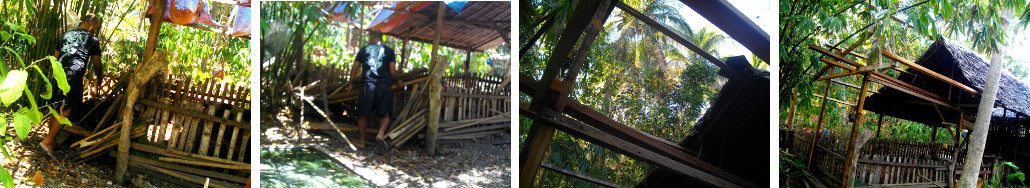 Images of cleaning up Pig Pen before renewing Nipa
          roof