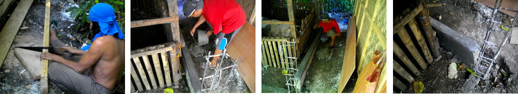 Images of construction of tropical backyard pig pen
        -around existing pen