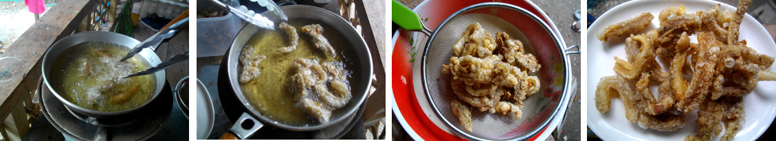 IMages o0f making chicheron by frying pig skin