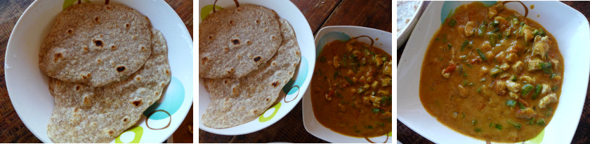 Images of pork curry with roti