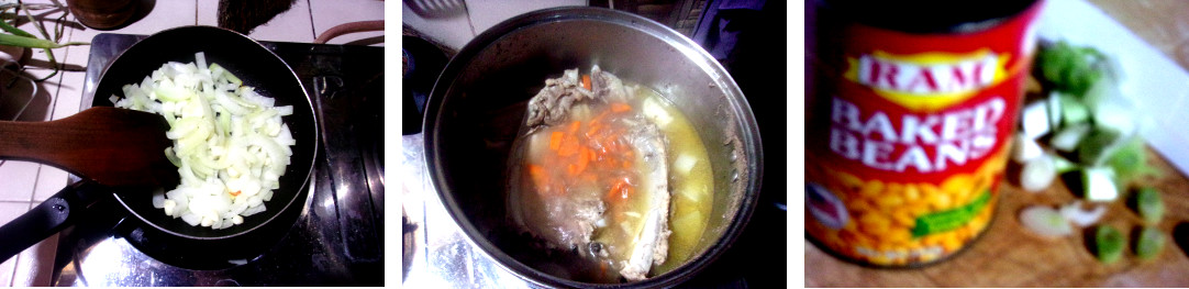 Images of making pork and Bean stew