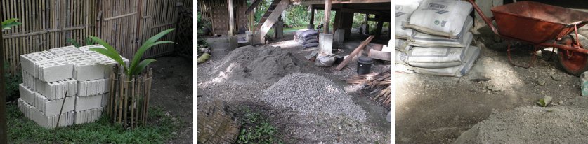 Images of
        materials waiting to be used for Duck and Fish Pond