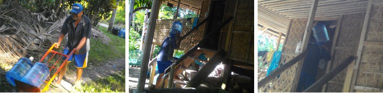 IMages of man delivering large bottles of drinking
          water