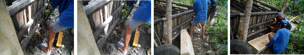 Images of building a pig trough