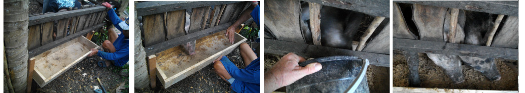 Images of building a pig trough