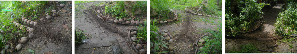 Images of improved drainage channels in tropical
        backyard