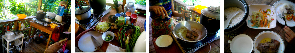 Images of lunch on the balcony while workmen replace
        tropical house roof