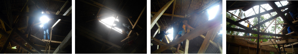 Images of tropical house roof being
        changed