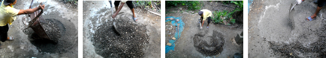 Images of construction of tropical backyard pig pen
        -around existing pen