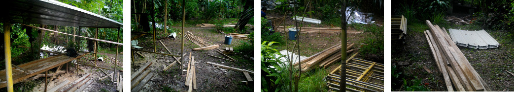 Images of tidying up after work on
        tropical house roof