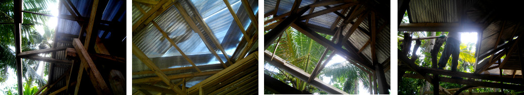 Images of work on tropical house roof