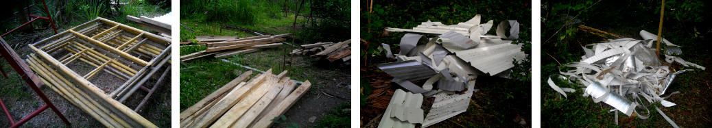 Images of tidying up in tropical garden after work
            on roof