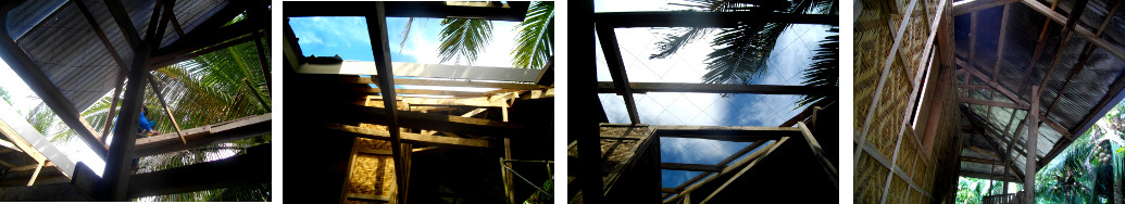 Images of work on tropical house roof