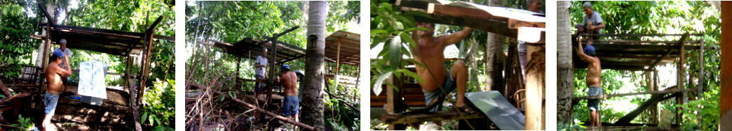 Images of two men reparing a
        "Lendahan" for drying Copra