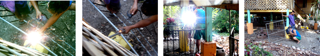 Images of holding pen being installed under tropical
        house