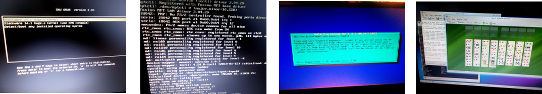 Images of installing Linux operating
        system on computer in tropical home
