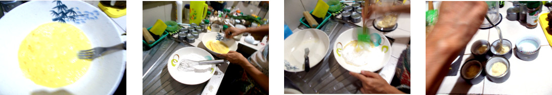 Images of woman making cup cakes in
        tropical home