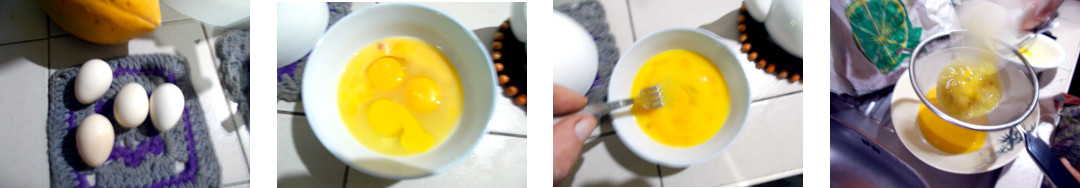 Images of making egg custard in
        tropical home