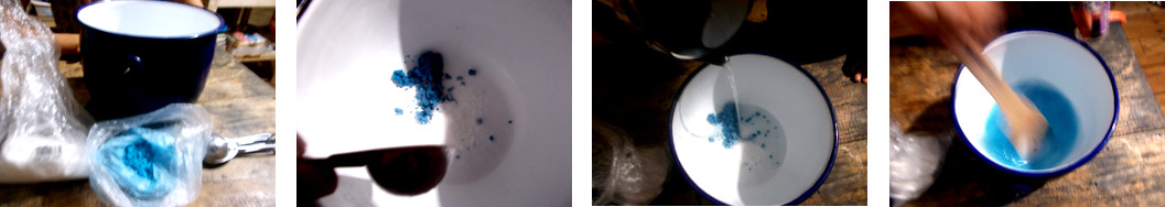 Images of home made washing up liquid
        beoing made from Borax, soapflakes and water