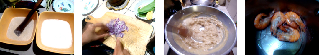 Images of making tamales in tropical
        home