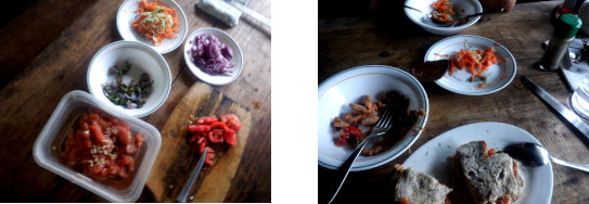 Images of
            lunch pre[ared in tropical house without electricity becaue
            of Bohol typhoon RAI