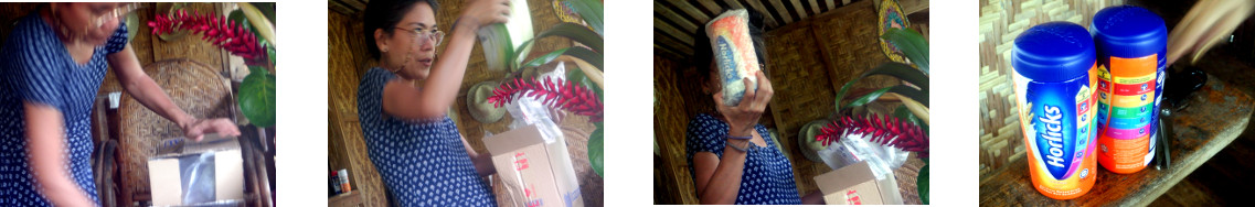 Images of an on-line order arriving at tropical home
