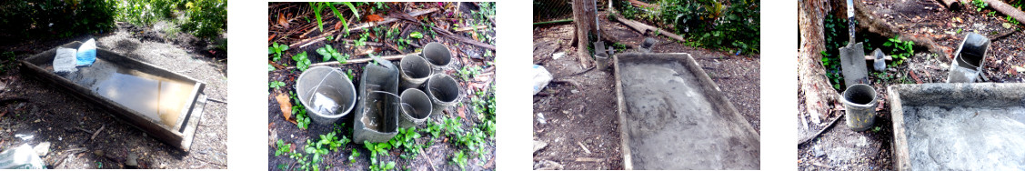 Images of fencing work in tropical
        backyard