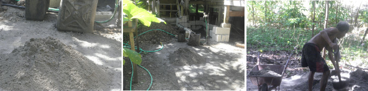 Images of concrete being mixed by hand