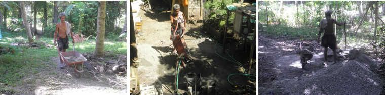 Images of mixing cement by hand