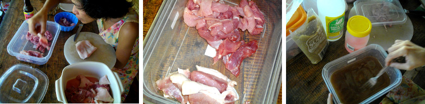 Images of making homemade Tocino