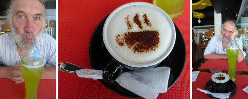 Images of cafe drinks in a shopping mall