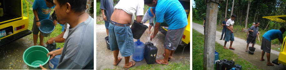 Images of water containers being
          filled