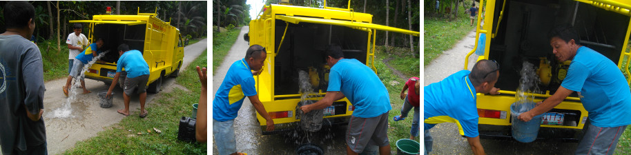 Images of water containers being
        filled