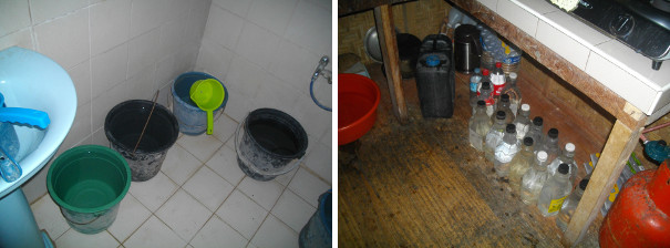 Images of filled water containers