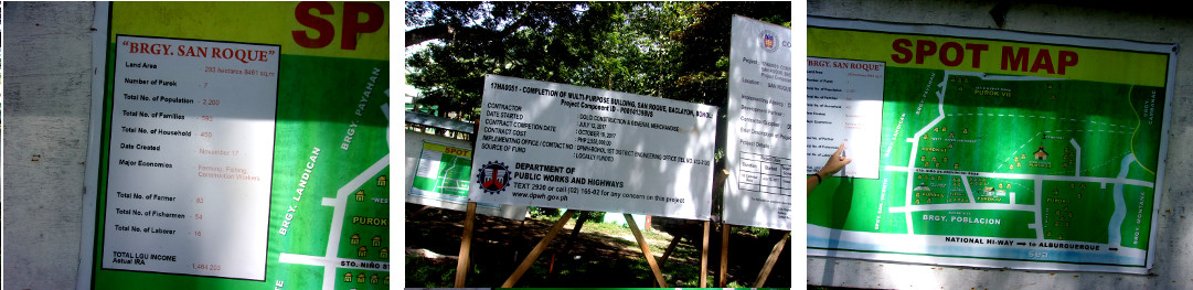 Images of signs outside San Roque
        Barangay Hall, Baclayon