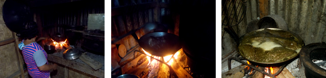 Images of pork intestines being fried