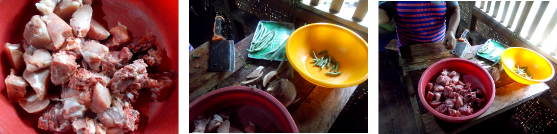 Images of pork soup being prepared