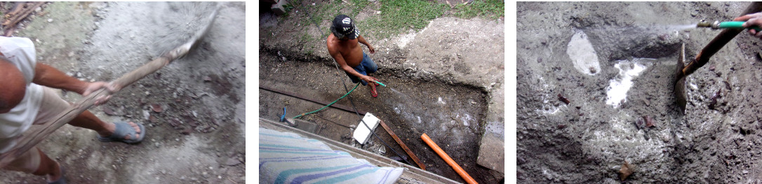 Images of construction of a wetlands to clean domestic
        water