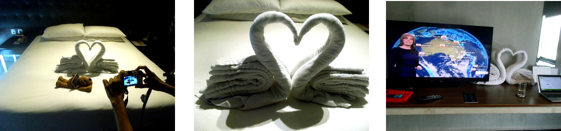 Images of towel sculpture in B Hotel Quezon City