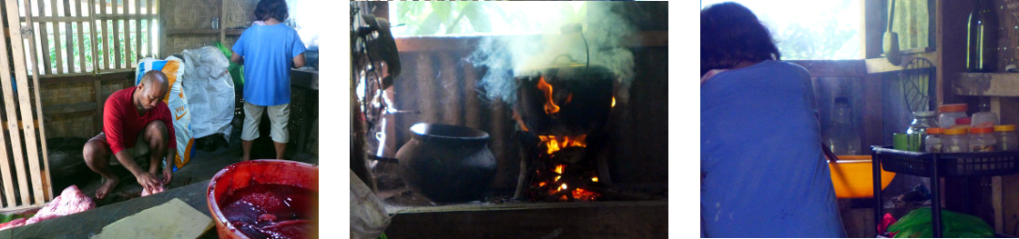 Images of recently sklaughtered tropical backyard
            boar having a sampled cooked