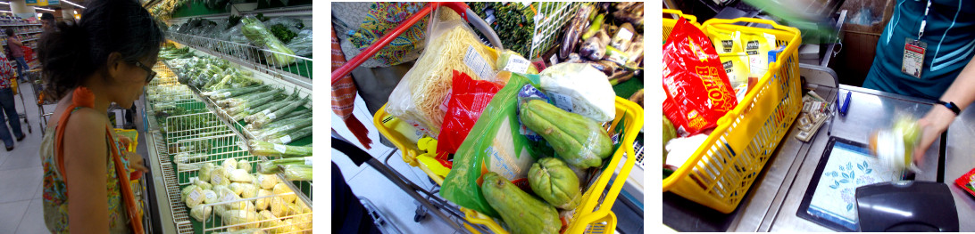 Images of checkout in a tropical supermarket