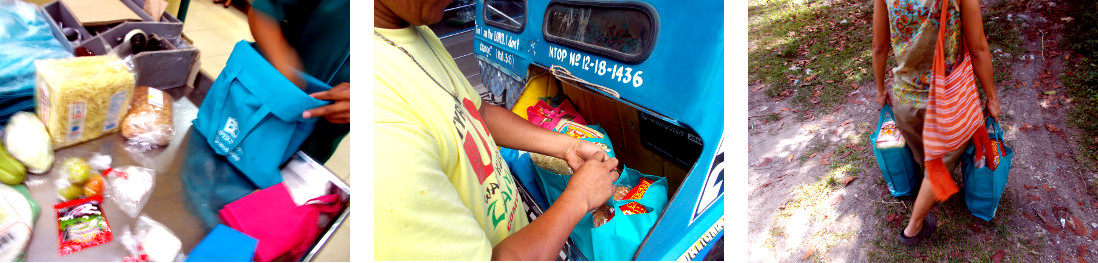 Images of taking shopping home from tropical
        supermarket