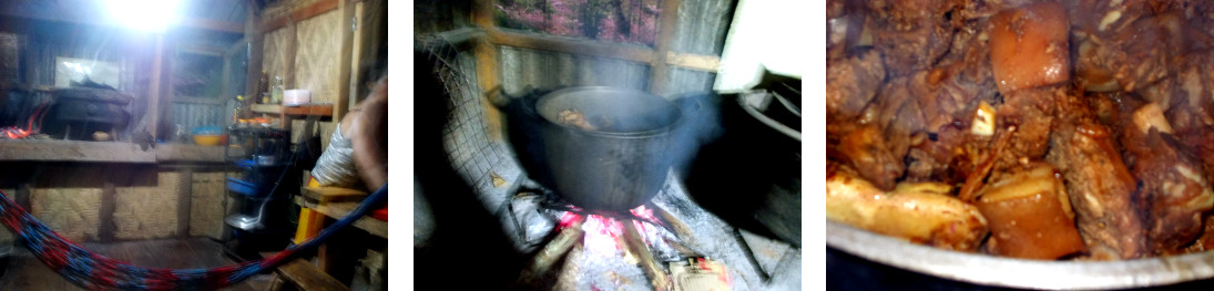 Images of meat cooking in preparation for birthday
        lunch