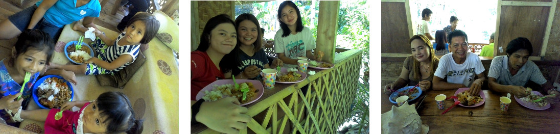 Images of people at tropical birthday lunch