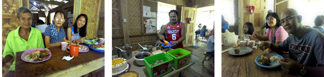 Images of people at tropical birthday lunch