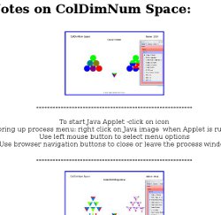 Visual link to
notes on ColDimNum Java programme